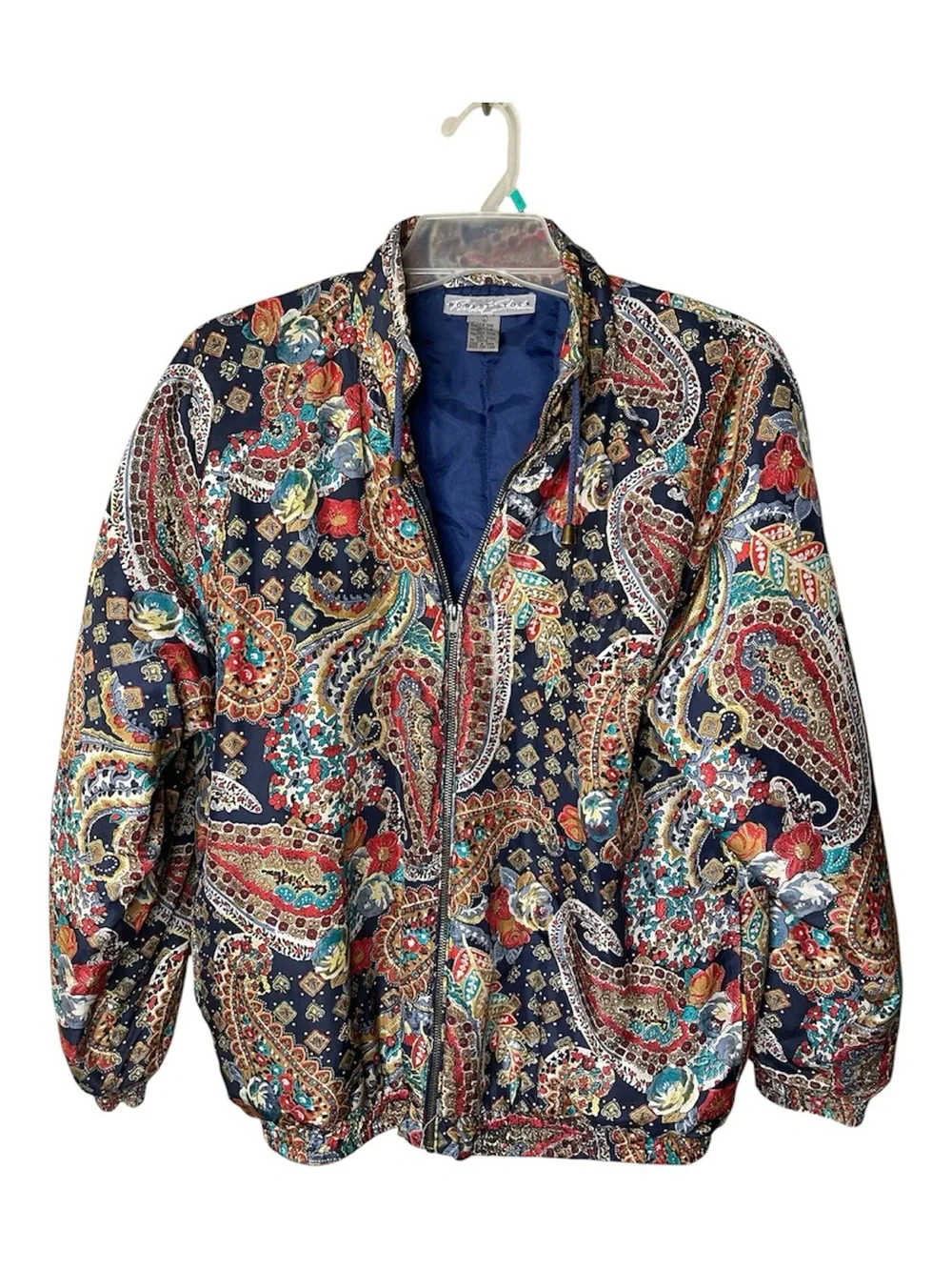 Robert Stock Cintage Paisley Quilted Zip Bomber Jacket Sz L - Picture 1 of 4